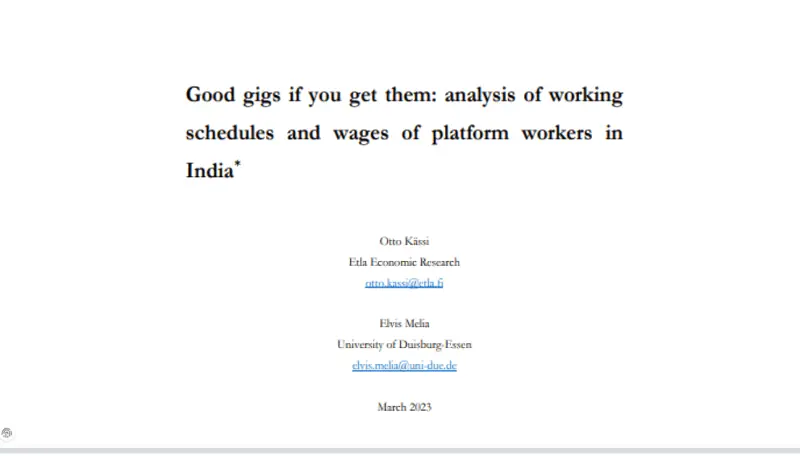 Cover: Good Gigs If You Get Them: Analysis of Working Schedules and Wages of Platform Workers in India