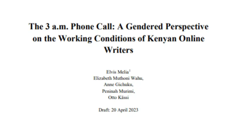 Cover: The 3 a.m. Phone Call: A Gendered Perspective on the Working Conditions of Kenyan Online Writers